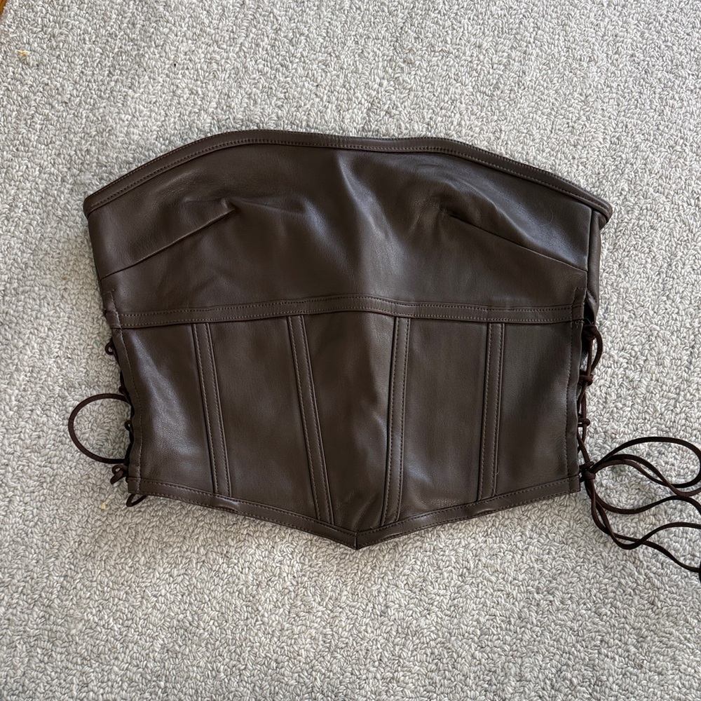 Brown Leather I Am Gia Corset Top